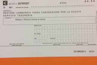 Tassa concessione caccia Regione Lombardia