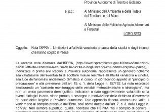 Fe.N.A.Ve.ri scrive alle Regioni e al Ministro dell’Ambiente e al Ministro delle Politiche Agricole Alimenatri e Forestali