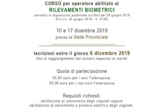 CORSO per operatore abilitato ai RILEVAMENTI BIOMETRICI – 10-17 dicembre 2019