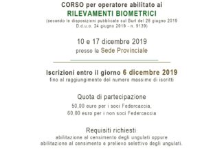 CORSO per operatore abilitato ai RILEVAMENTI BIOMETRICI – 10-17 dicembre 2019