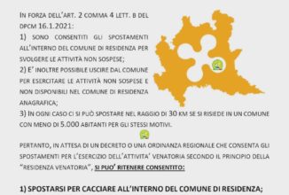 LA LOMBARDIA DAL 24 GENNAIO SARA’ ZONA ARACIONE