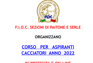 CORSO PER ASPIRANTI CACCIATORI IN PRESENZA E ONLINE