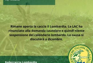 CALENDARIO VENATORIO: NESSUNA SOSPENSIVA, PROSEGUE LA CACCIA IN LOMBARDIA