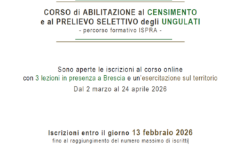 APERTE LE ISCRIZIONI AL CORSO PER L’ABILITAZIONE AL CENSIMENTO E AL PRELIEVO SELETTIVO DEGLI UNGULATI A CURA DI FEDERCACCIA BRESCIA