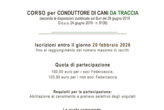 APERTE LE ISCRIZIONI AL CORSO PER CONDUTTORE DI CANI DA TRACCIA